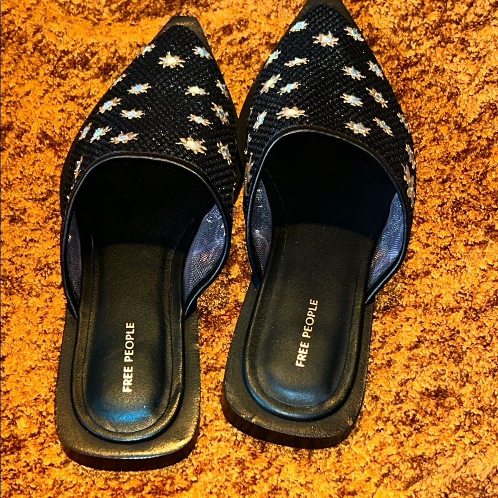 Free People Black and White Star Mules - Picture 2 of 7